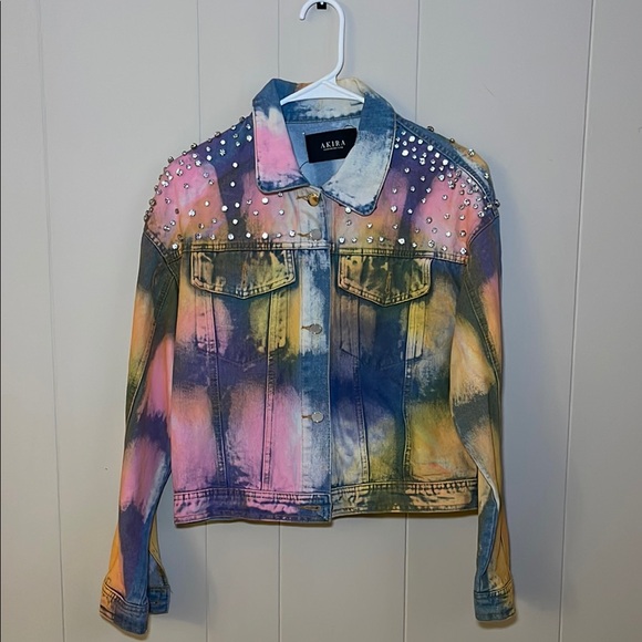 AKIRA Jackets & Blazers - Akira Multicolor Studded Denim Jacket